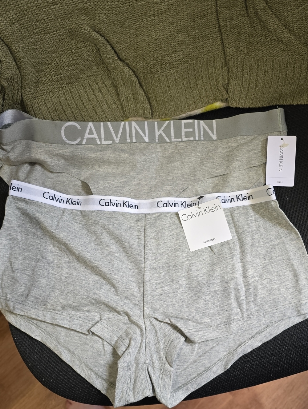 Calvin Klein Light Gray Women’s Cotton  Undies, NWT. Bikini And Boxer Styles